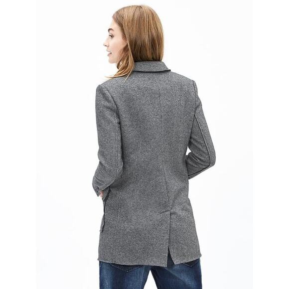 Banana Republic Women Gray Black Wool Blend Textured Knit Boyfriend Blazer Sz 0 - Picture 7 of 13